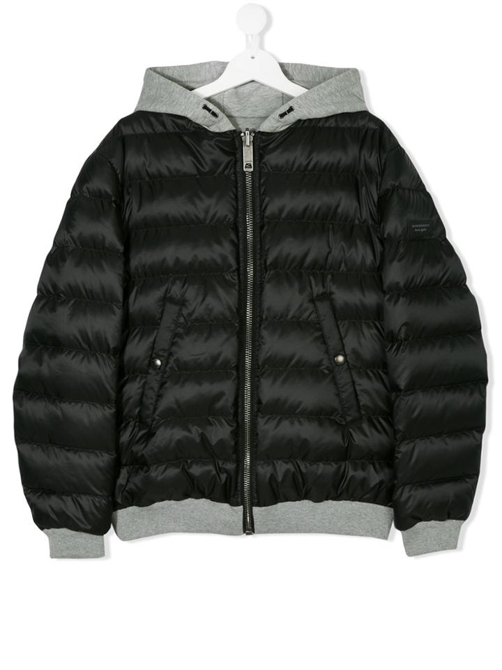 Burberry Kids Padded Hooded Jacket - Black