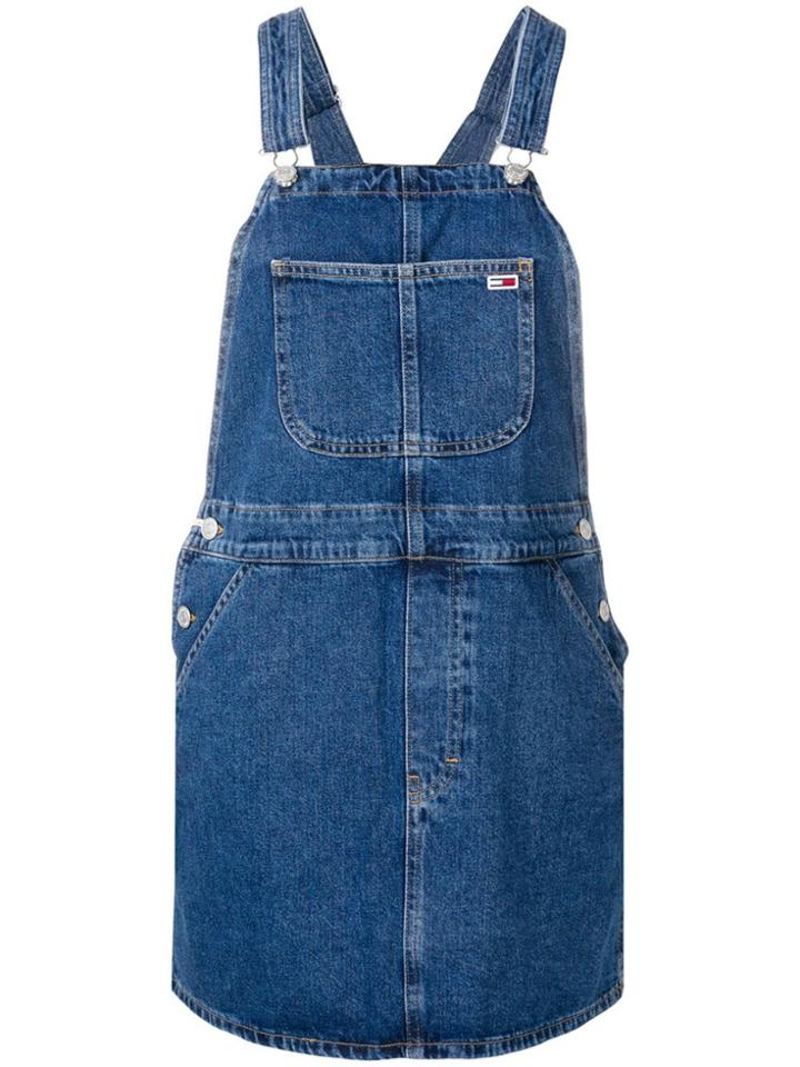 Tommy Jeans Rigid Denim Dungaree Dress - Blue