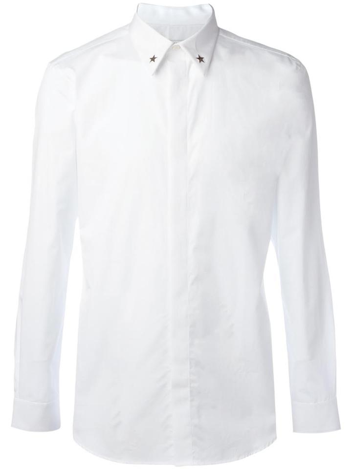 Givenchy Star Collar Tip Shirt, Men's, Size: 38, White, Cotton/spandex/elastane