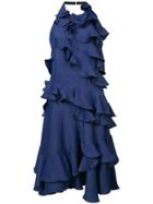 Maison Rabih Kayrouz Halterneck Ruffled Dress - Blue