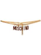 Moschino Gold Tone Logo Lettering Chain Belt
