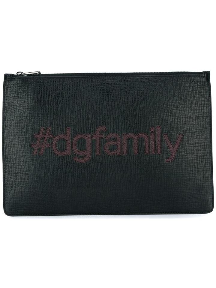 Dolce & Gabbana #dgfamily Patch Clutch, Men's, Black, Calf Leather