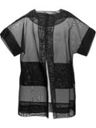 Antonio Berardi Oversized Sheer Short Sleeve Jacket, Women's, Size: 42, Black, Silk