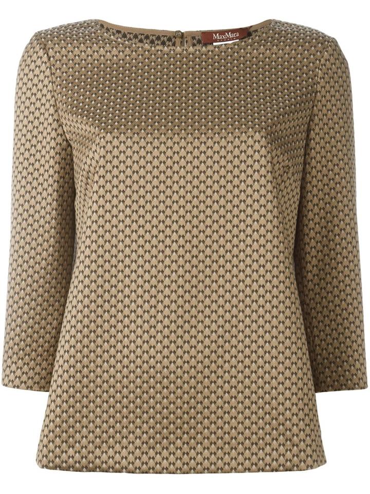 Max Mara Studio Jacquard Blouse, Women's, Size: 42, Nude/neutrals, Polyester/cotton/spandex/elastane