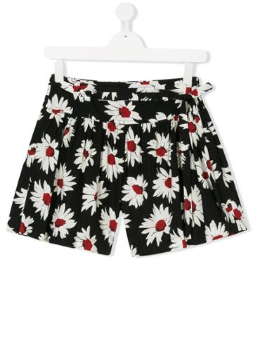 Monnalisa Jakioo Floral Print Flared Shorts - Black