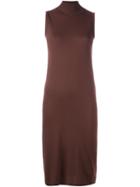 Rick Owens Lilies Jersey Turtleneck Dress, Women's, Size: 42, Brown, Cotton/polyamide/viscose