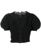 Giambattista Valli Floral Embroidered Trim Cropped Sweater - Black