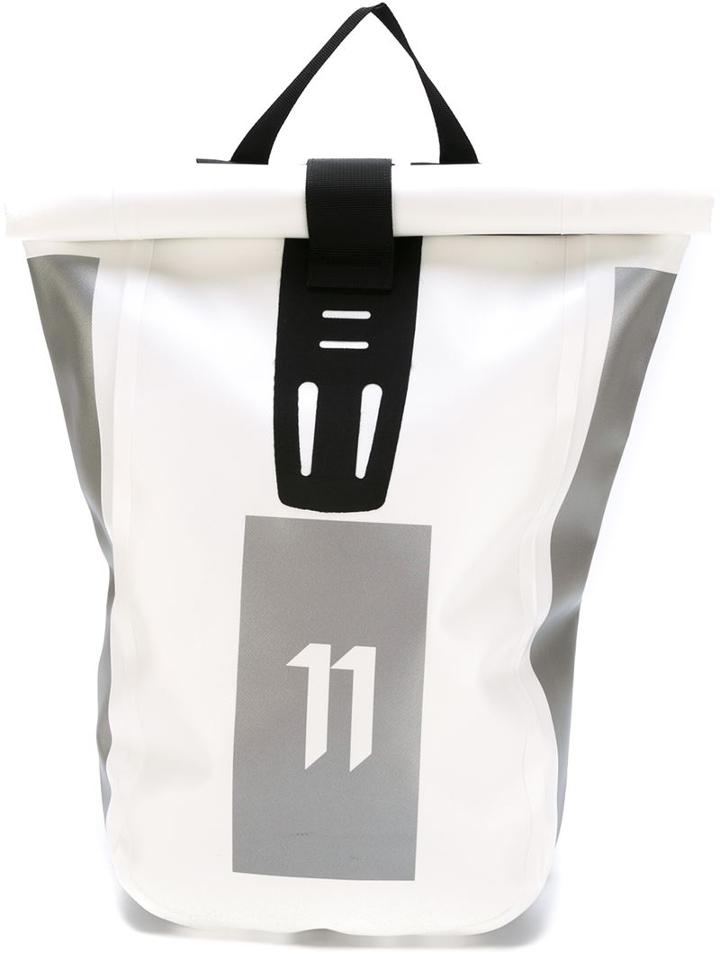 11 By Boris Bidjan Saberi Velocity Backpack, White, Leather/polyester