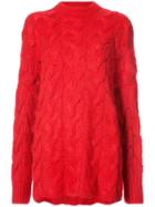 Ryan Roche Oversized Cable Knit Sweater - Red