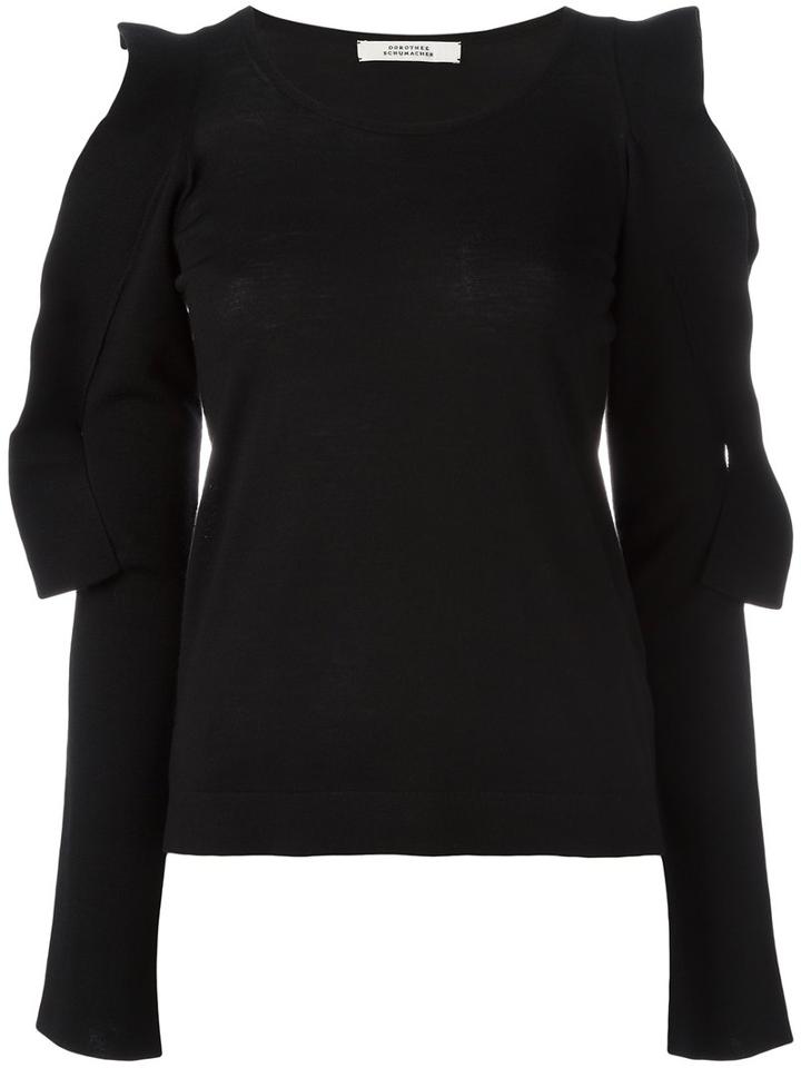 Dorothee Schumacher Cut-out Ruffle Jumper, Women's, Size: I, Black, Virgin Wool