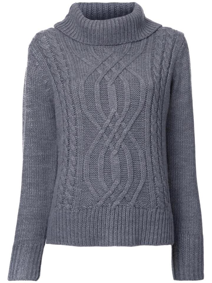 Guild Prime Cable Knit Turtleneck Jumper, Women's, Size: 36, Grey, Acrylic