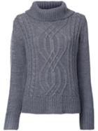 Guild Prime Cable Knit Turtleneck Jumper, Women's, Size: 36, Grey, Acrylic