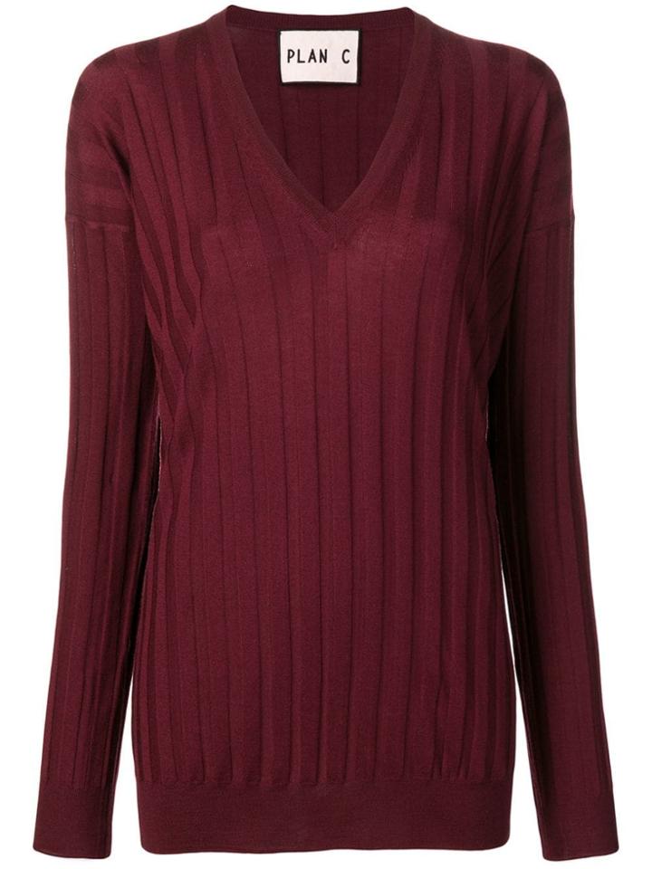 Plan C Ribbed Jumper - Red