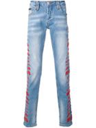 Philipp Plein Logo Embroidered Jeans - Blue