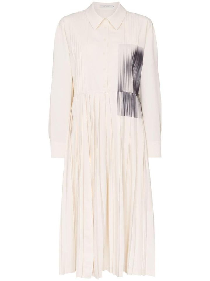 Low Classic Contrast Patch Pleated Shirt Dress - Neutrals