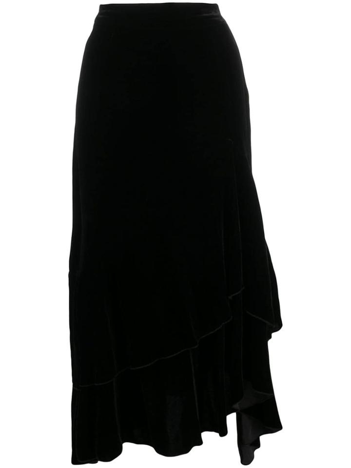 In The Mood For Love Adriana Velur Asymmetric Skirt - Black