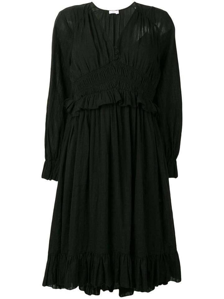 Closed Gathered Waist Dress - Black