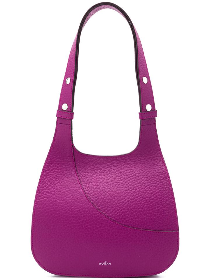 Hogan Pebbled Shoulder Bag - Pink & Purple