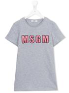 Msgm Kids Logo Appliqué T-shirt, Boy's, Size: 14 Yrs, Grey