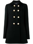 Dolce & Gabbana Double Breasted Peacoat, Women's, Size: 44, Black, Silk/spandex/elastane/virgin Wool