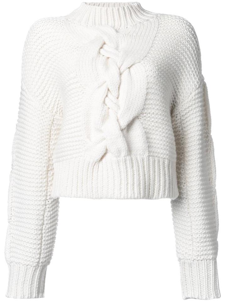 Le Ciel Bleu Hand Cable Sweater, Women's, Size: 36, White, Wool