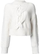 Le Ciel Bleu Hand Cable Sweater, Women's, Size: 36, White, Wool