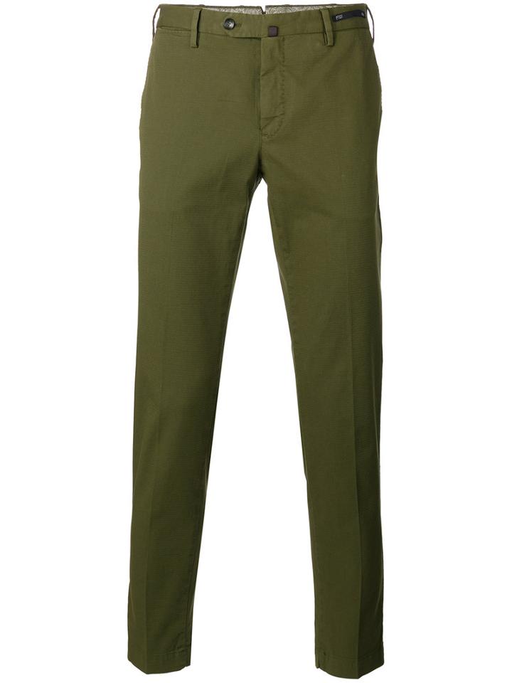 Pt01 Tapered Cropped Trousers, Men's, Size: 56, Green, Cotton/spandex/elastane