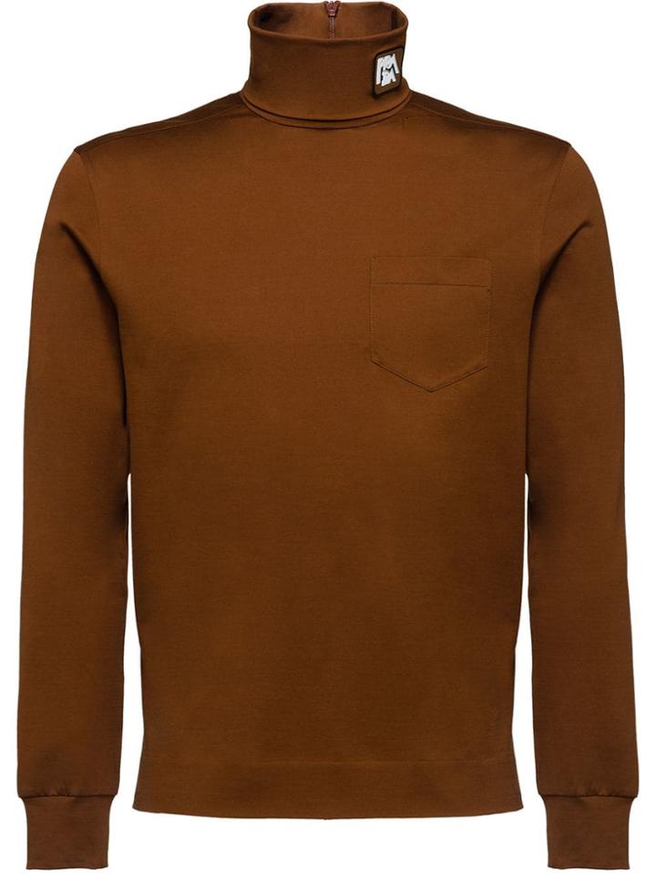 Prada Cotton Jersey Turtleneck - Brown