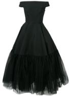 Christian Siriano Tulle Panel Full Midi Dress - Black