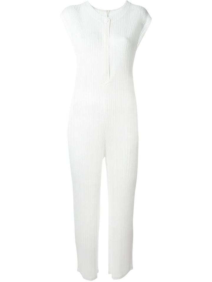 Pleats Please By Issey Miyake Pleated Jumpsuit, Women's, Size: 2, White, Polyester