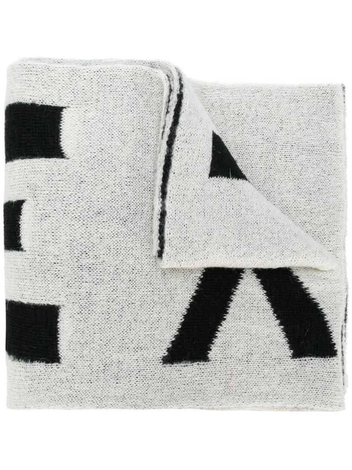 Faith Connexion Oversized Logo Knitted Scarf - White