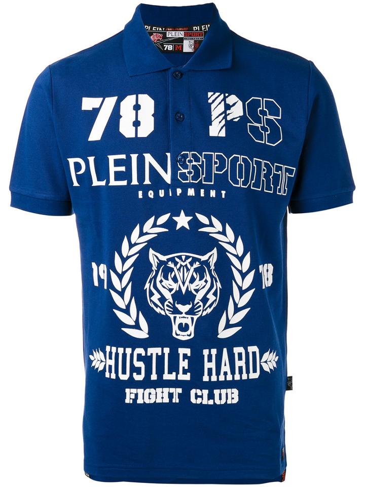 Plein Sport Logo Print Polo Shirt, Men's, Size: Xl, Blue, Cotton