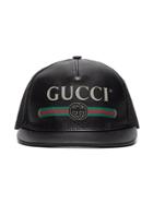 Gucci Fake Logo Leather Trucker Cap - Black
