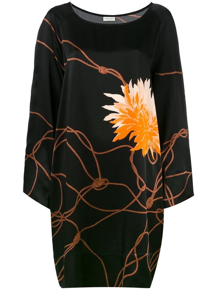 Dries Van Noten Rope Print Dress, Women's, Size: Medium, Black, Silk