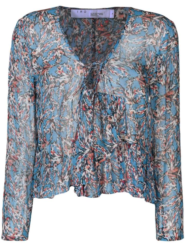 Iro Patterned Ruffle Blouse - Blue
