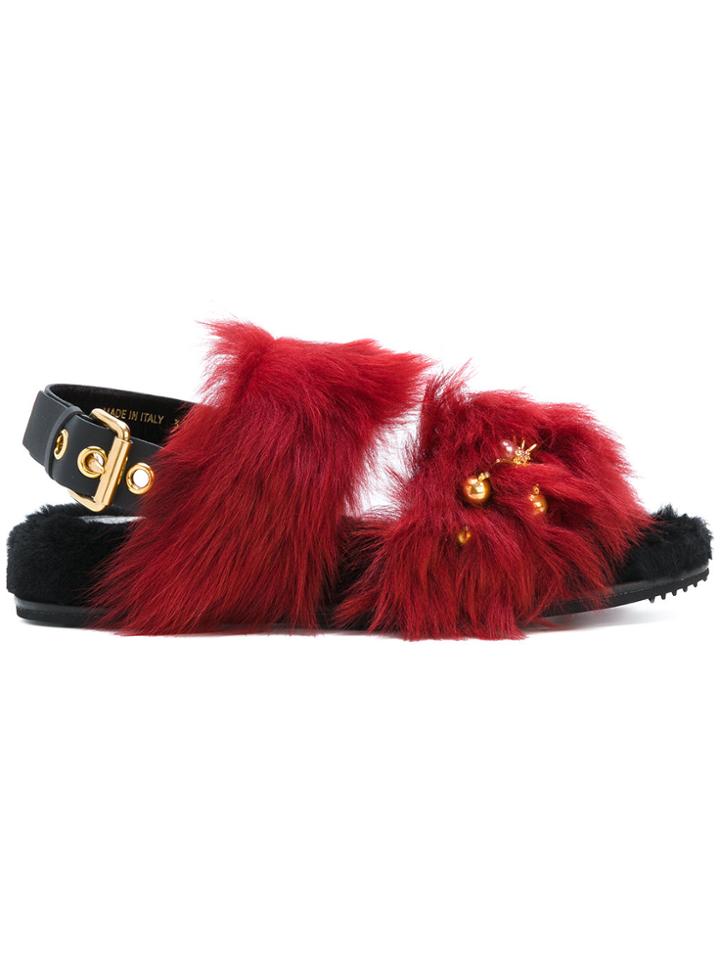 Car Shoe Embellished Sandals - Black