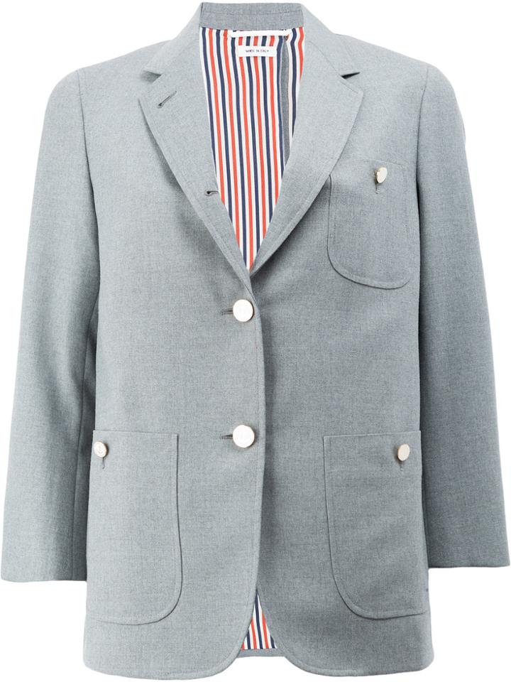 Thom Browne Buttoned Back Blazer - Grey