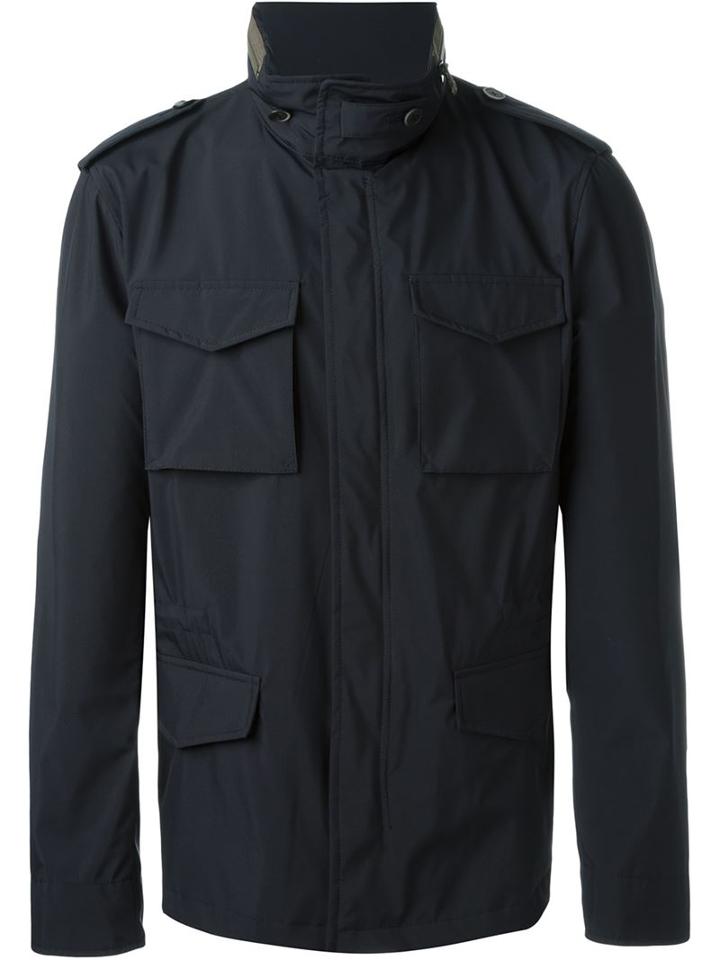 Fay Pocket Detail Zip Up Sport Jacket, Men's, Size: Large, Blue, Polyester/polyamide/polyurethane