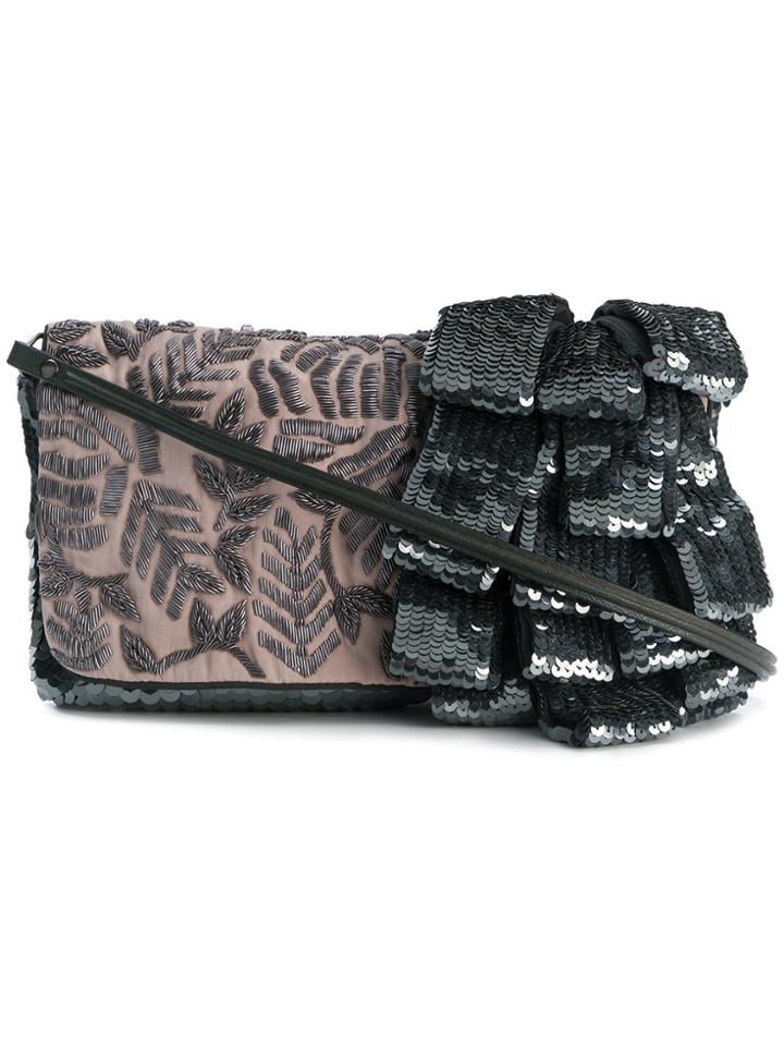 Jamin Puech Sequin Flap Clutch Bag - Grey