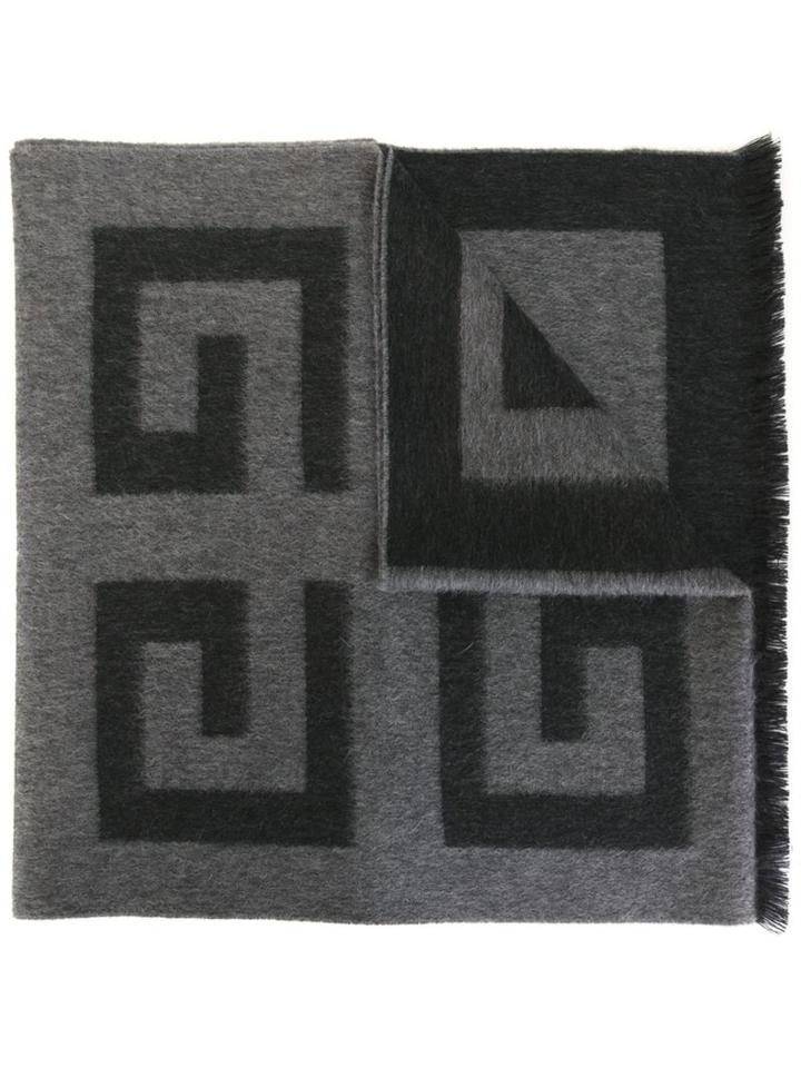 Givenchy Logo Print Scarf, Women's, Grey, Cashmere