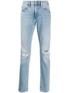 Frame Distressed Slim-fit Jeans - Blue