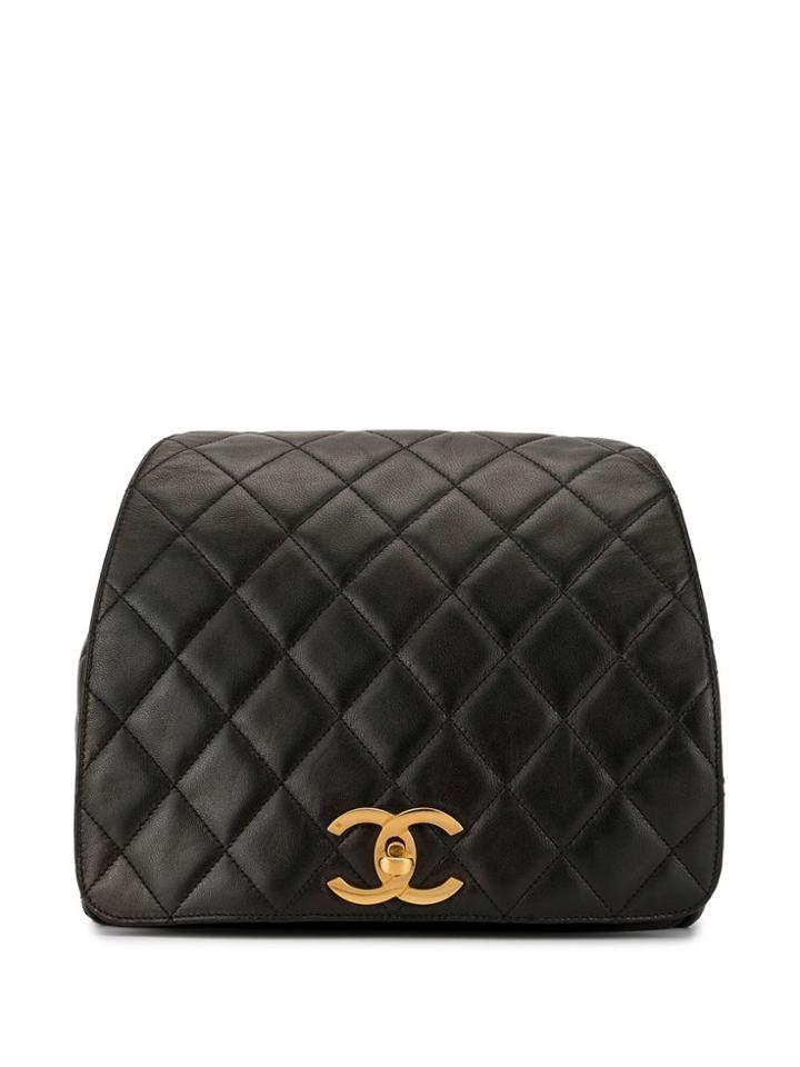 Chanel Pre-owned 1995 Quilted Cc Backpack - Black