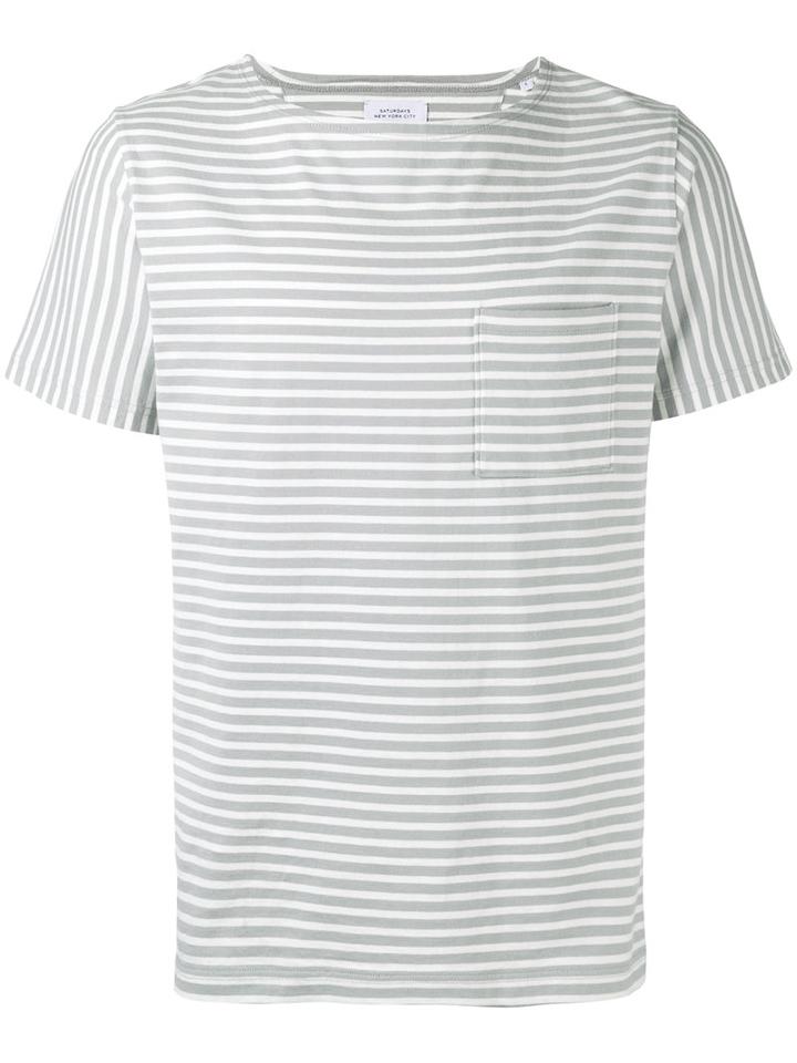 Saturdays Surf Nyc Striped T-shirt, Men's, Size: Medium, Blue, Cotton