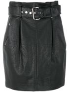 Michael Michael Kors Faux Leather Belted Skirt - Black