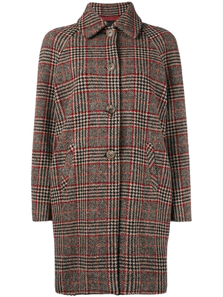 Ermanno Ermanno Tweed Check Coat - Nude & Neutrals