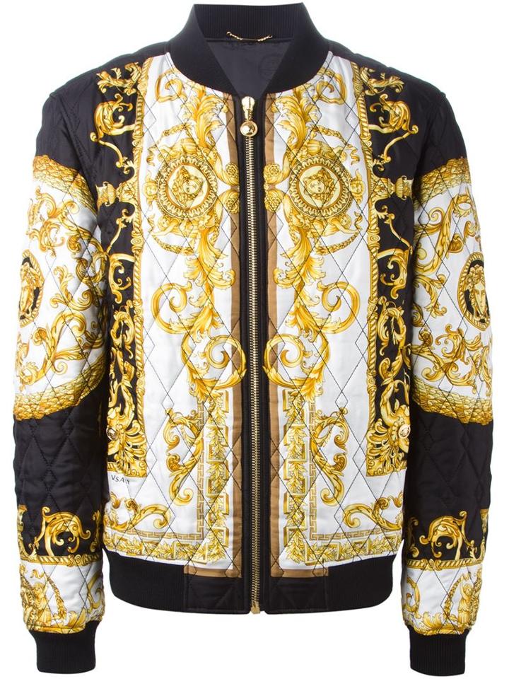 Versace Baroque Print Quilted Bomber Jacket