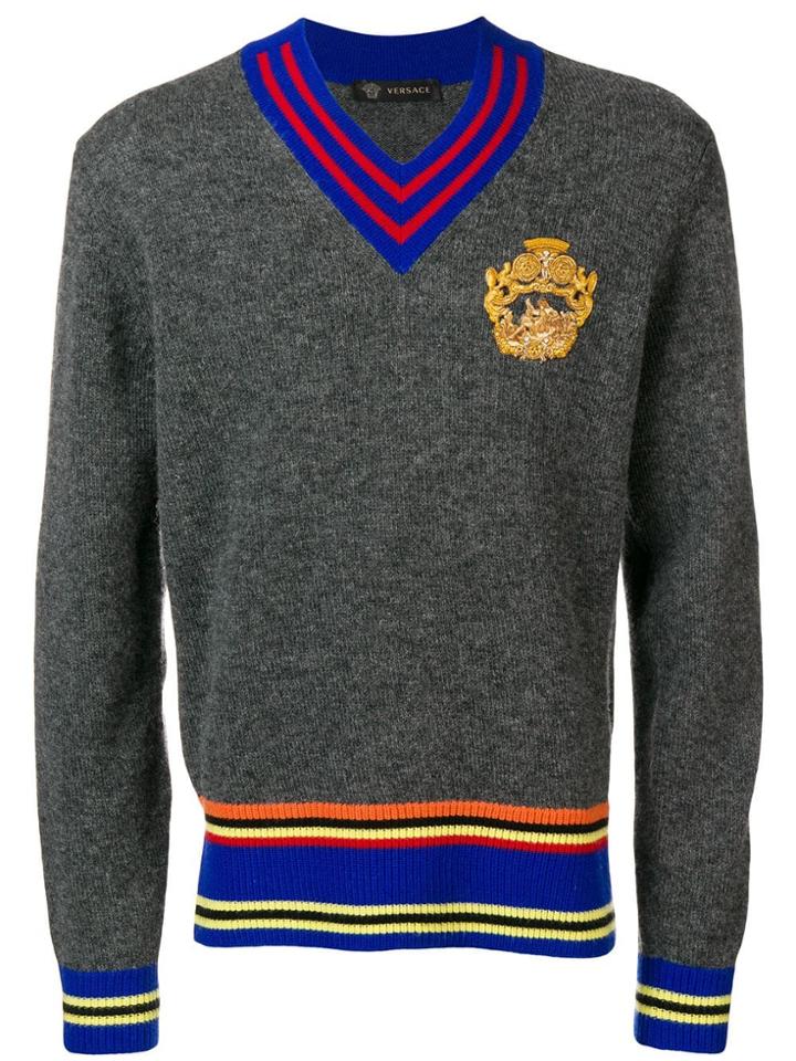 Versace Contrast Trim Sweater - Grey