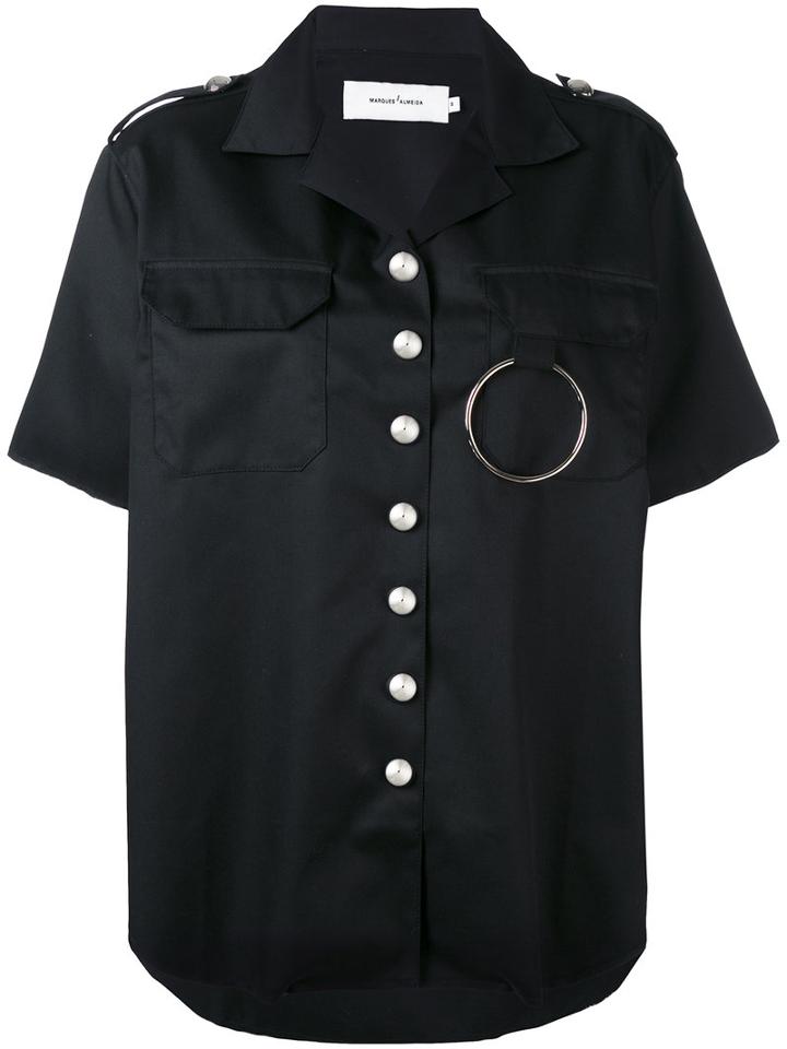 Marques'almeida - Silky Hoop Short Sleeve Top - Women - Cotton/polyester - S, Black, Cotton/polyester