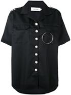 Marques'almeida - Silky Hoop Short Sleeve Top - Women - Cotton/polyester - S, Black, Cotton/polyester