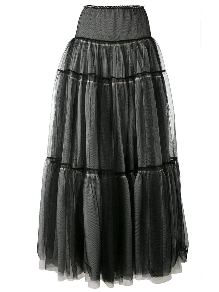 Twin-set - Tiered Tulle Skirt - Women - Polyamide/polyester - 40, Black, Polyamide/polyester